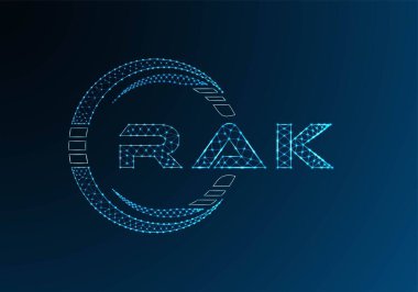 RAK low poly letter logo vector design. RAK lower poly logo design. Low poly logo.