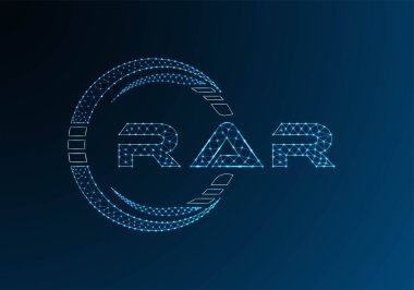 RAR low poly letter logo vector design. RAR lower poly logo design. Low poly logo.