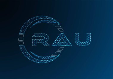 RAU low poly letter logo vector design. RAU lower poly logo design. Low poly logo.