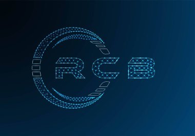RCB low poly letter logo vector design. RCB lower poly logo design. Low poly logo.