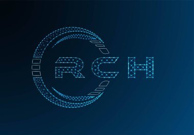 RCH low poly letter logo vector design. RCH lower poly logo design. Low poly logo.