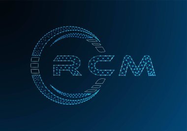 RCM low poly letter logo vector design. RCM lower poly logo design. Low poly logo.