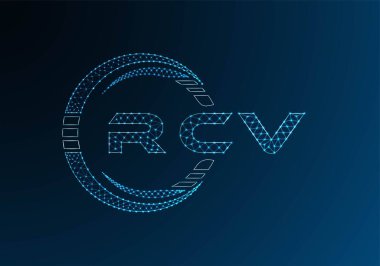RCV low poly letter logo vector design. RCV lower poly logo design. Low poly logo.