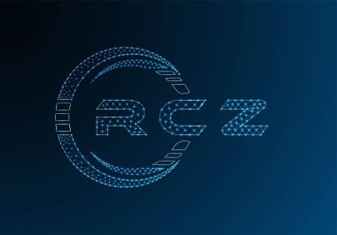 RCZ low poly letter logo vector design. RCZ lower poly logo design. Low poly logo.