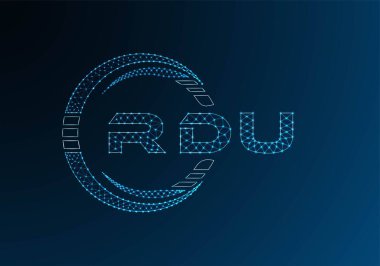 RDU low poly letter logo vector design. RDU lower poly logo design. Low poly logo.