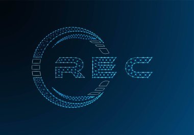 REC low poly letter logo vector design. REC lower poly logo design. Low poly logo.