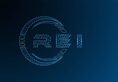 REI low poly letter logo vector design. REI lower poly logo design. Low poly logo.