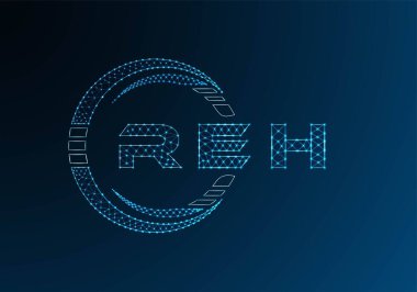REH low poly letter logo vector design. REH lower poly logo design. Low poly logo.