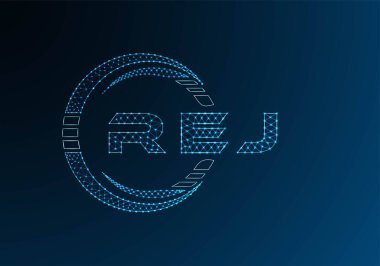 REJ low poly letter logo vector design. REJ lower poly logo design. Low poly logo.