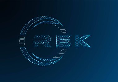 REK low poly letter logo vector design. REK lower poly logo design. Low poly logo.