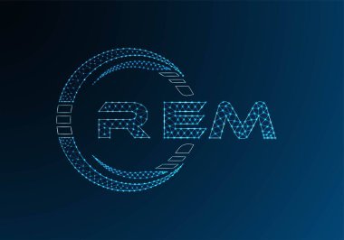 REM low poly letter logo vector design. REM lower poly logo design. Low poly logo.