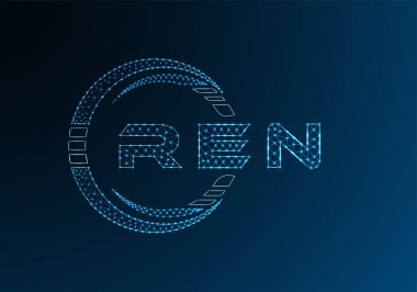REN low poly letter logo vector design. REN lower poly logo design. Low poly logo.