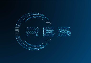 RES low poly letter logo vector design. RES lower poly logo design. Low poly logo.
