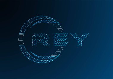 REY low poly letter logo vector design. REY lower poly logo design. Low poly logo.