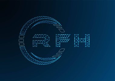RFH low poly letter logo vector design. RFH lower poly logo design. Low poly logo.