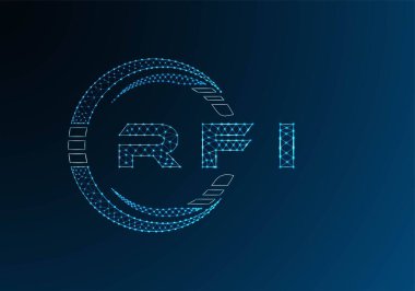 RFI low poly letter logo vector design. RFI lower poly logo design. Low poly logo.