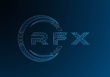 RFX low poly letter logo vector design. RFX lower poly logo design. Low poly logo.