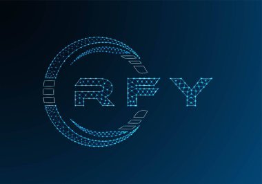 RFY low poly letter logo vector design. RFY lower poly logo design. Low poly logo.