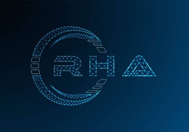 RHA low poly letter logo vector design. RHA lower poly logo design. Low poly logo.
