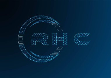 RHC low poly letter logo vector design. RHC lower poly logo design. Low poly logo.