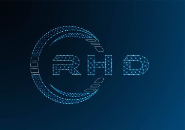 RHD low poly letter logo vector design. RHD lower poly logo design. Low poly logo.