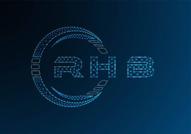 RHB low poly letter logo vector design. RHB lower poly logo design. Low poly logo.