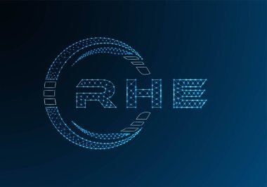 RHE low poly letter logo vector design. RHE lower poly logo design. Low poly logo.