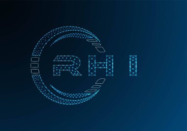 RHI low poly letter logo vector design. RHI lower poly logo design. Low poly logo.