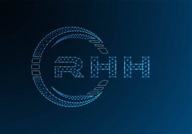 RHH low poly letter logo vector design. RHH lower poly logo design. Low poly logo.