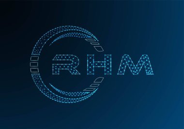RHM low poly letter logo vector design. RHM lower poly logo design. Low poly logo.