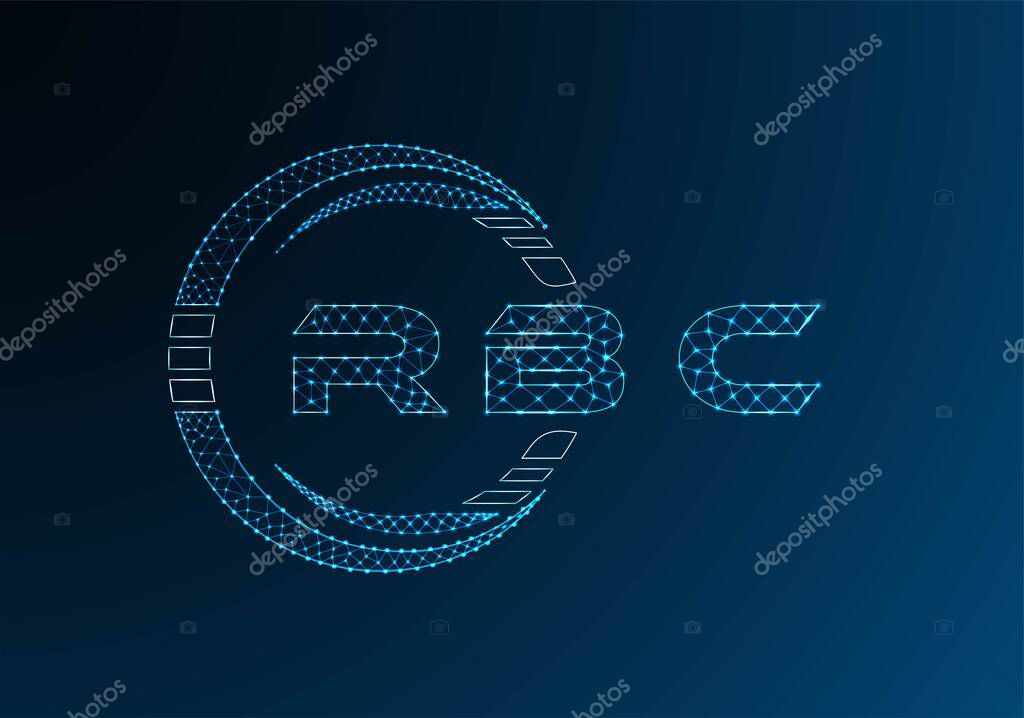 RBC low poly letter logo vector design. RBC lower poly logo design. Low poly logo.
