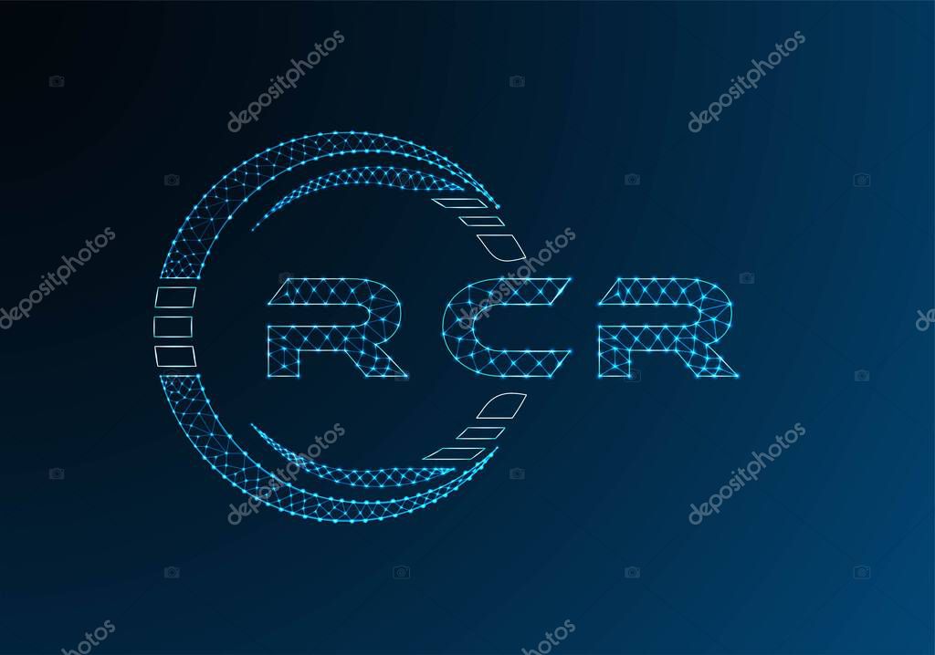 RCR low poly letter logo vector design. RCR lower poly logo design. Low poly logo.