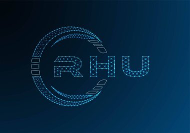 RHU low poly letter logo vector design. RHU lower poly logo design. Low poly logo.