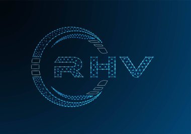 RHV low poly letter logo vector design. RHV lower poly logo design. Low poly logo.
