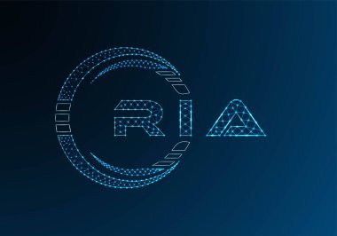 RIA low poly letter logo vector design. RIA lower poly logo design. Low poly logo.