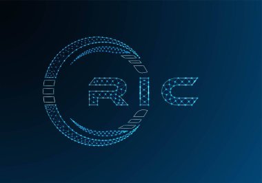 RIC low poly letter logo vector design. RIC lower poly logo design. Low poly logo.
