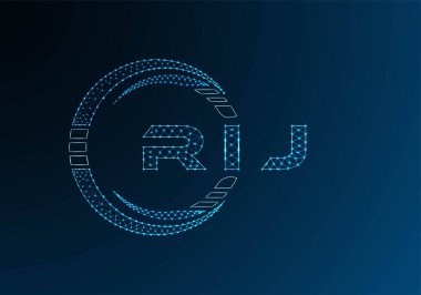 RIJ low poly letter logo vector design. RIJ lower poly logo design. Low poly logo.