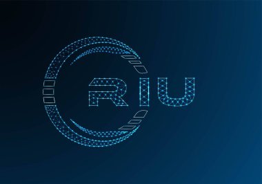 RIU low poly letter logo vector design. RIU lower poly logo design. Low poly logo.