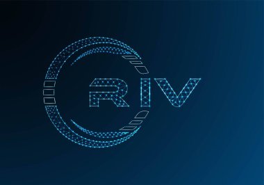 RIV low poly letter logo vector design. RIV lower poly logo design. Low poly logo.