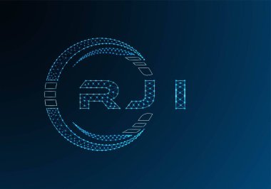 RJI low poly letter logo vector design. RJI lower poly logo design. Low poly logo.