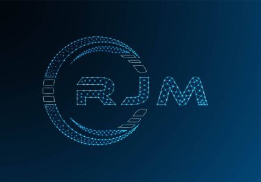 RJM low poly letter logo vector design. RJM lower poly logo design. Low poly logo.