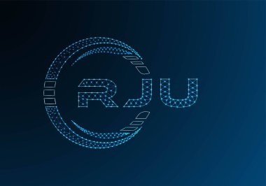 RJU low poly letter logo vector design. RJU lower poly logo design. Low poly logo.