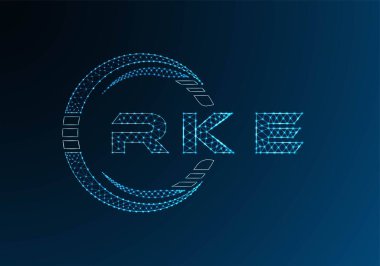 RKE low poly letter logo vector design. RKE lower poly logo design. Low poly logo.