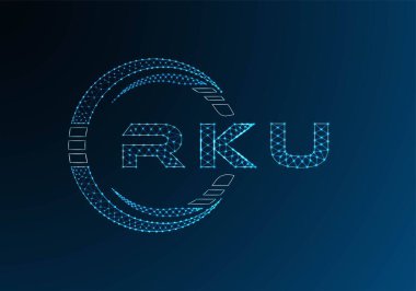 RKU low poly letter logo vector design. RKU lower poly logo design. Low poly logo.