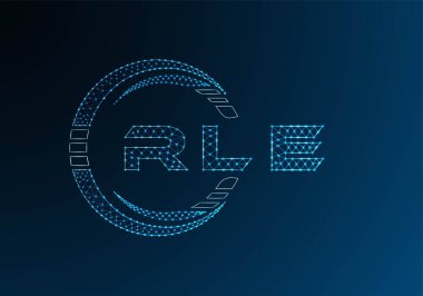 RLE low poly letter logo vector design. RLE lower poly logo design. Low poly logo.