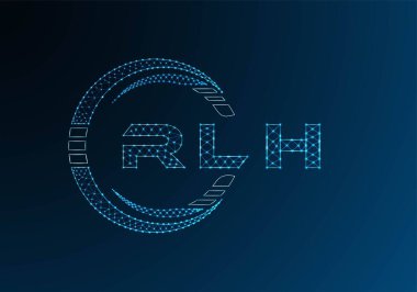 RLH low poly letter logo vector design. RLH lower poly logo design. Low poly logo.