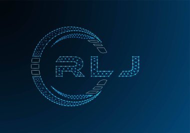 RLJ low poly letter logo vector design. RLJ lower poly logo design. Low poly logo.