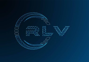 RLV low poly letter logo vector design. RLV lower poly logo design. Low poly logo.