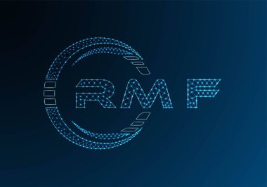 RMF low poly letter logo vector design. RMF lower poly logo design. Low poly logo.