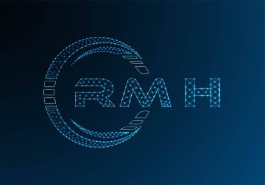 RMH low poly letter logo vector design. RMH lower poly logo design. Low poly logo.